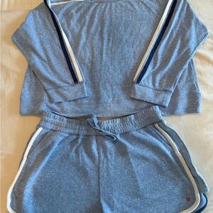 Splendid Heather Blue Top with Striped Accents